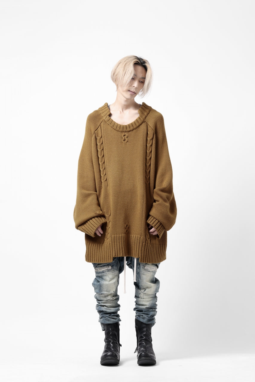 A.F ARTEFACT ローゲージ ケーブルニット (MUSTARD) | www.ofa.sg