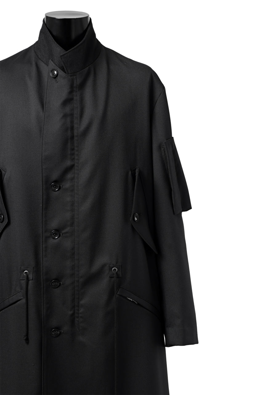 Y's BANG ON! No.188 GABARDINE PEAKED LAPEL MILITARY COAT (BLACK)の