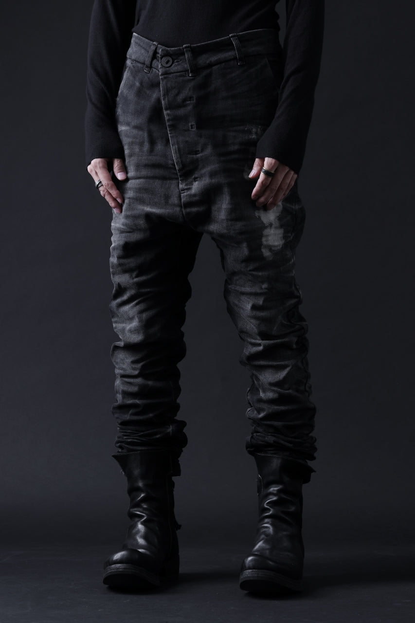 BORIS BIDJAN SABERI DROP CROTCH SLIM PANTS / STONE WASHED & USED