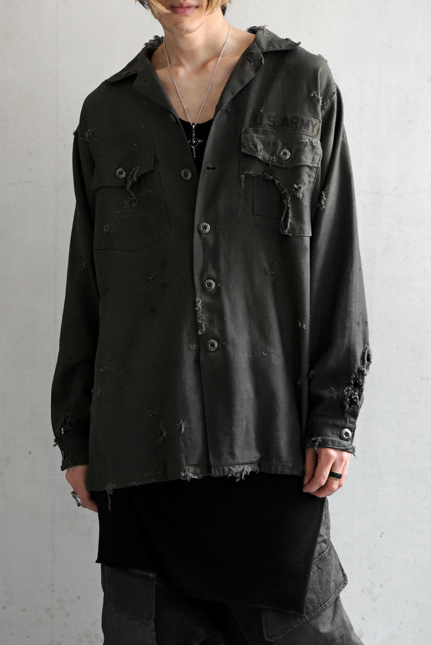 RESURRECTION HANDMADE distressed army shirt (DYEING KHAKI)の商品