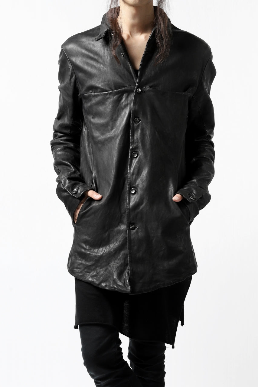 incarnation SHEEP LEATHER SHIRT JACKET / OBJECT DYED (BLACK