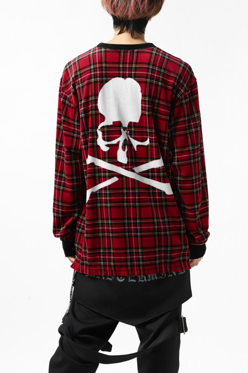 mastermind JAPAN TARTAN CHECK LS TOPS / JACQUARD VELOUR (RED)の