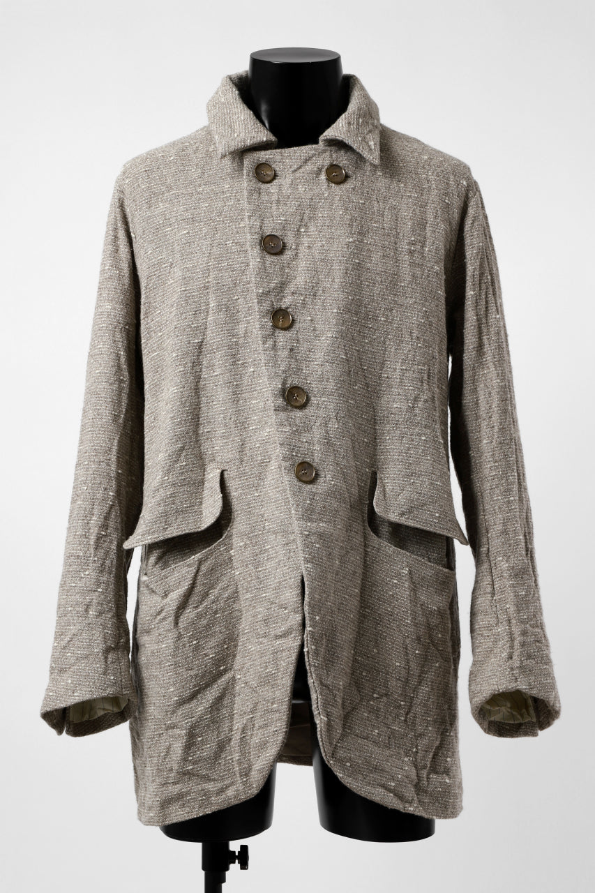 YUTA MATSUOKA semi-double jacket / knot yarn wool linen (ecru)の