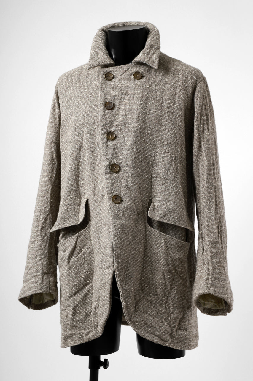 YUTA MATSUOKA semi-double jacket / knot yarn wool linen (ecru)の