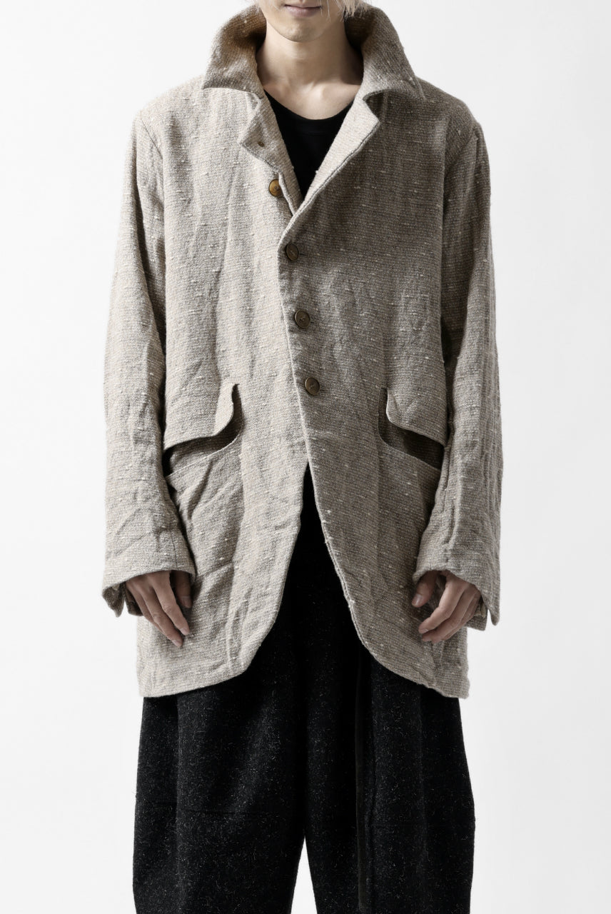 YUTA MATSUOKA semi-double jacket / knot yarn wool linen (ecru)の