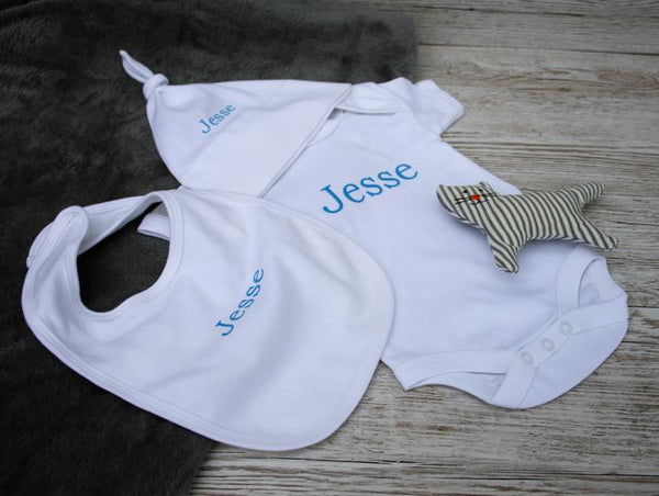 Personalised Baby Hat, Bib and Bodysuit Set 0