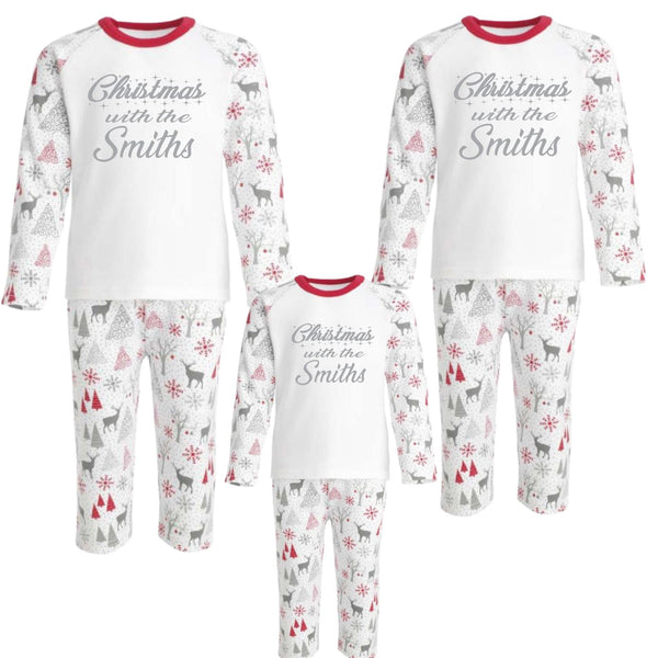 Personalised Family Matching Christmas Silver Pyjamas 0