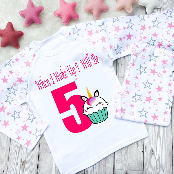 Pink Unicorn Cupcake Birthday Pyjamas 1
