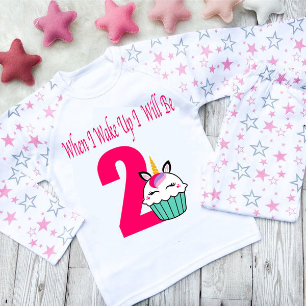 Pink Unicorn Cupcake Birthday Pyjamas 0