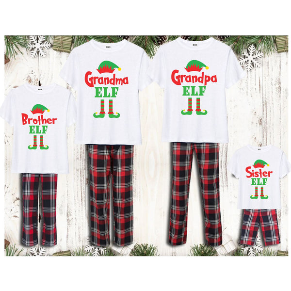 White Personalised Family Matching Christmas Elf Pyjamas 2