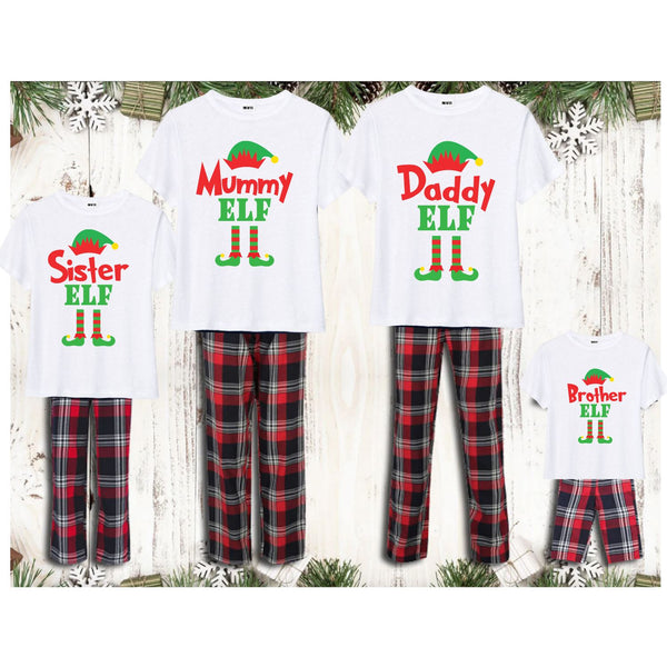 White Personalised Family Matching Christmas Elf Pyjamas 0