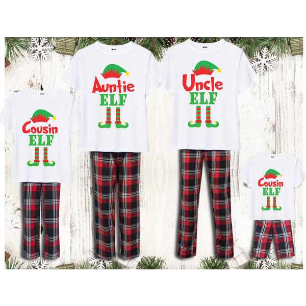 White Personalised Family Matching Christmas Elf Pyjamas 1