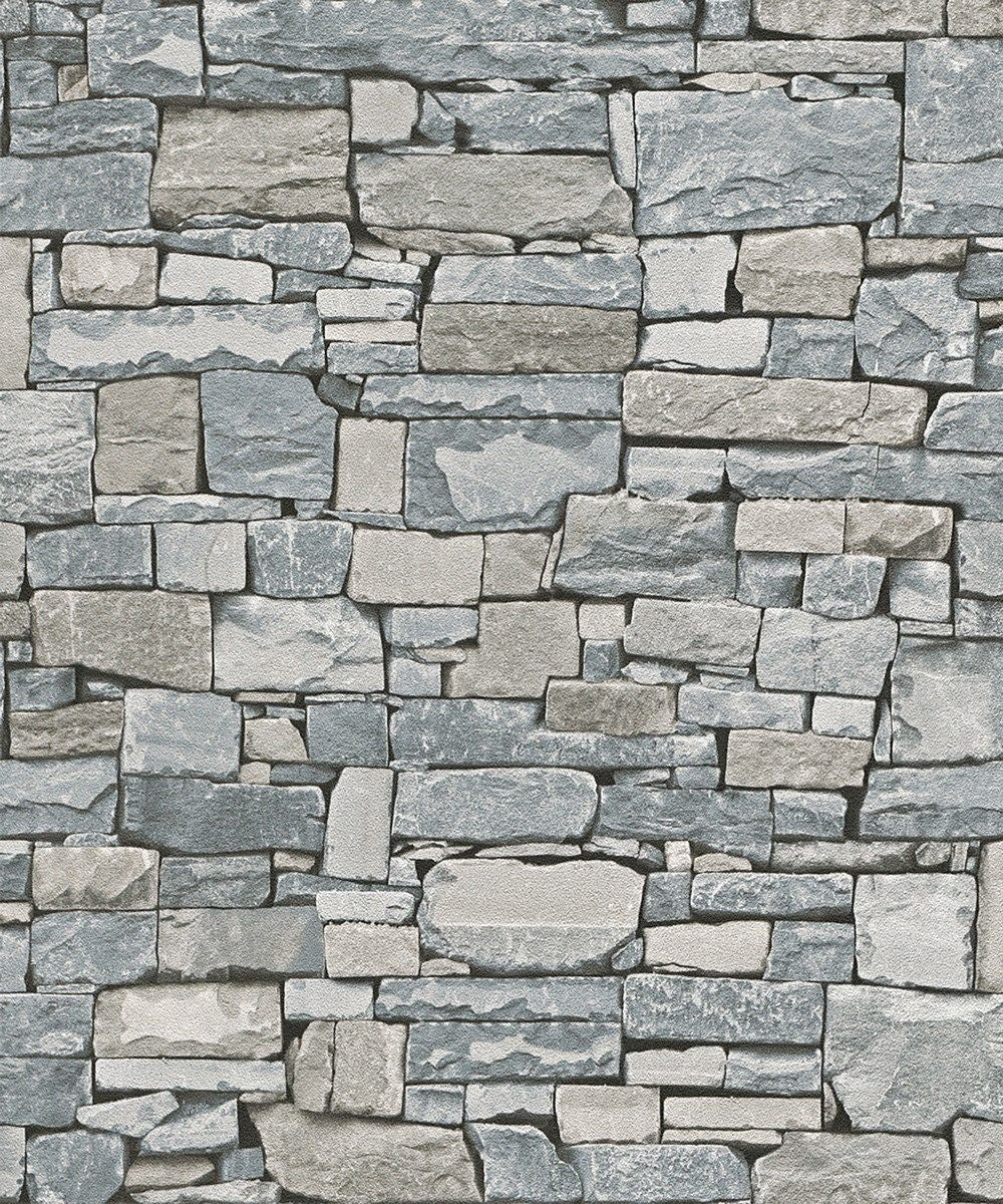 3D Multiple Shades of Gray Stacked Stone Paste the Wall Wallpaper ...