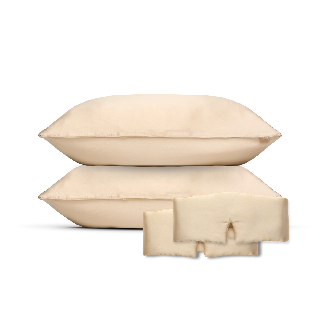 Product image for Pack duo - 2 taies en soie + 2 masques de nuit bandeau