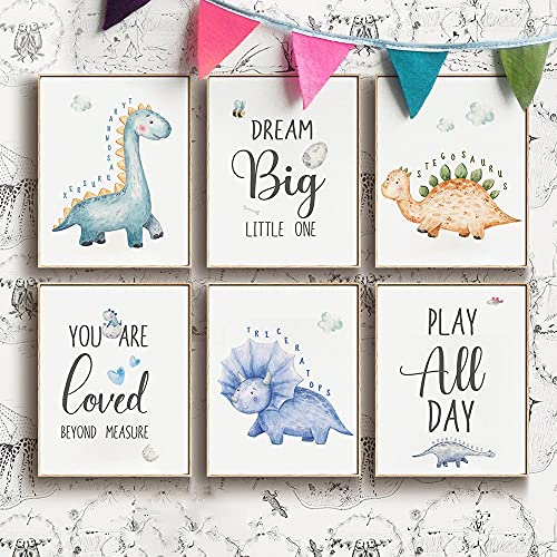 suuura oo cute baby dinosaur watercolor art print set of 3 8 x10 d walldecals com