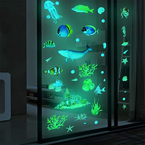 Glow in The Dark Sea Wall Decals, EsLuker.ly Ocean Theme Fluorescent S –