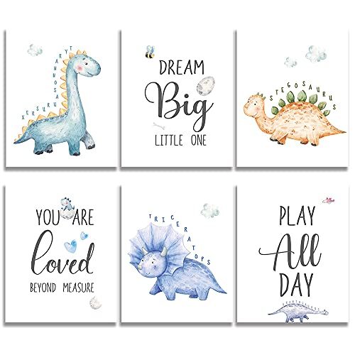 suuura oo cute baby dinosaur watercolor art print set of 3 8 x10 d walldecals com