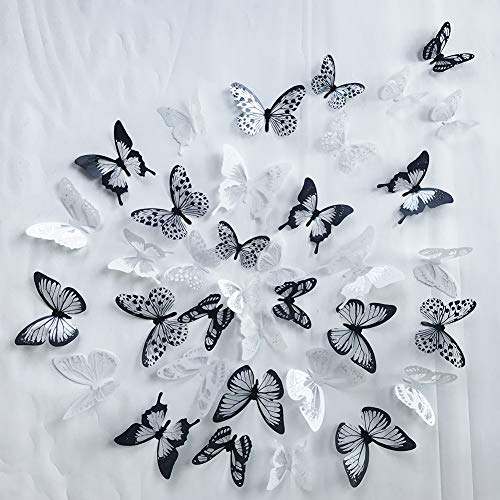 36 PCS 3D Colorful Crystal Butterfly Wall Stickers with Adhesive Art D ...