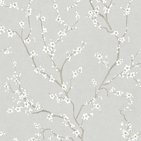 GREY CHERRY BLOSSOM PEEL & STICK WALLPAPER | WallDecals.com