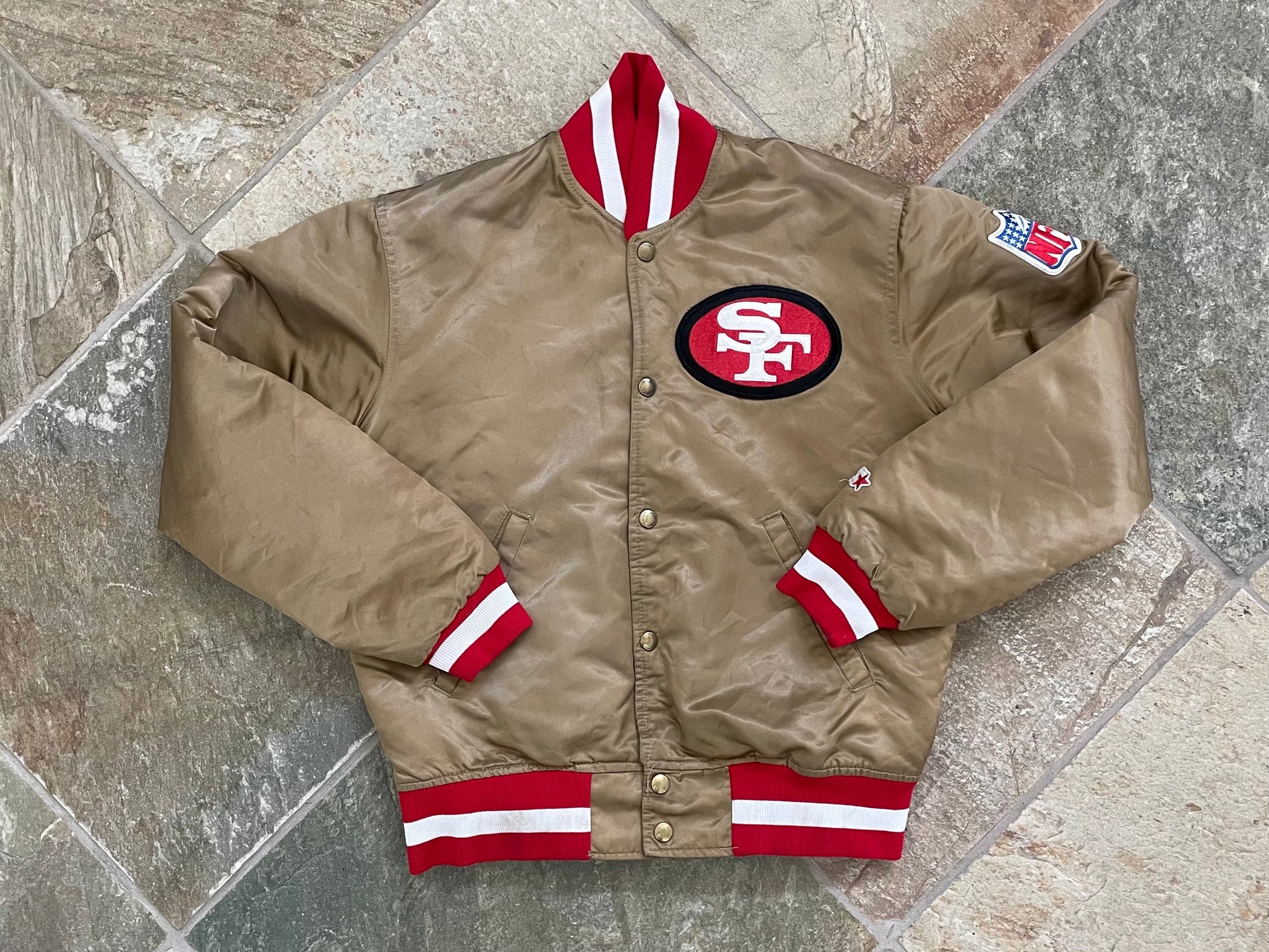 SF 49ers Jacket 90s San Francisco Forty Niners Football Windbreaker NFL Zip  Up Coat Streetwear Sportswear 1990s Vintage Pro Line Mens Large