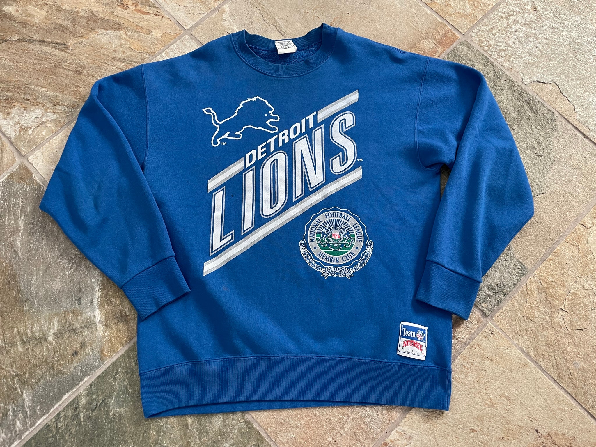 Printify Detroit Lions Vintage 90's Heavyweight NFL Hoodie Royal / L