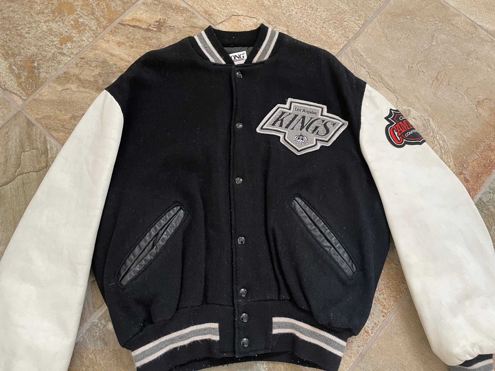 Vintage Los Angeles Kings Delong Letterman Hockey Jacket, Size 46