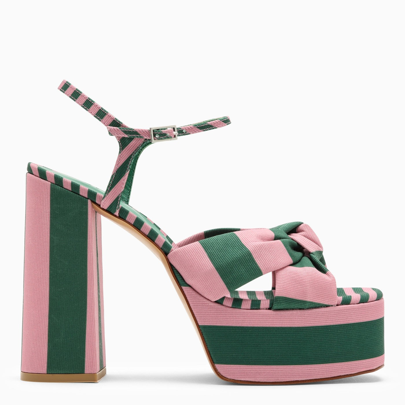 Shop Castaã±er Castañer Green/pink High Sandal With Platform