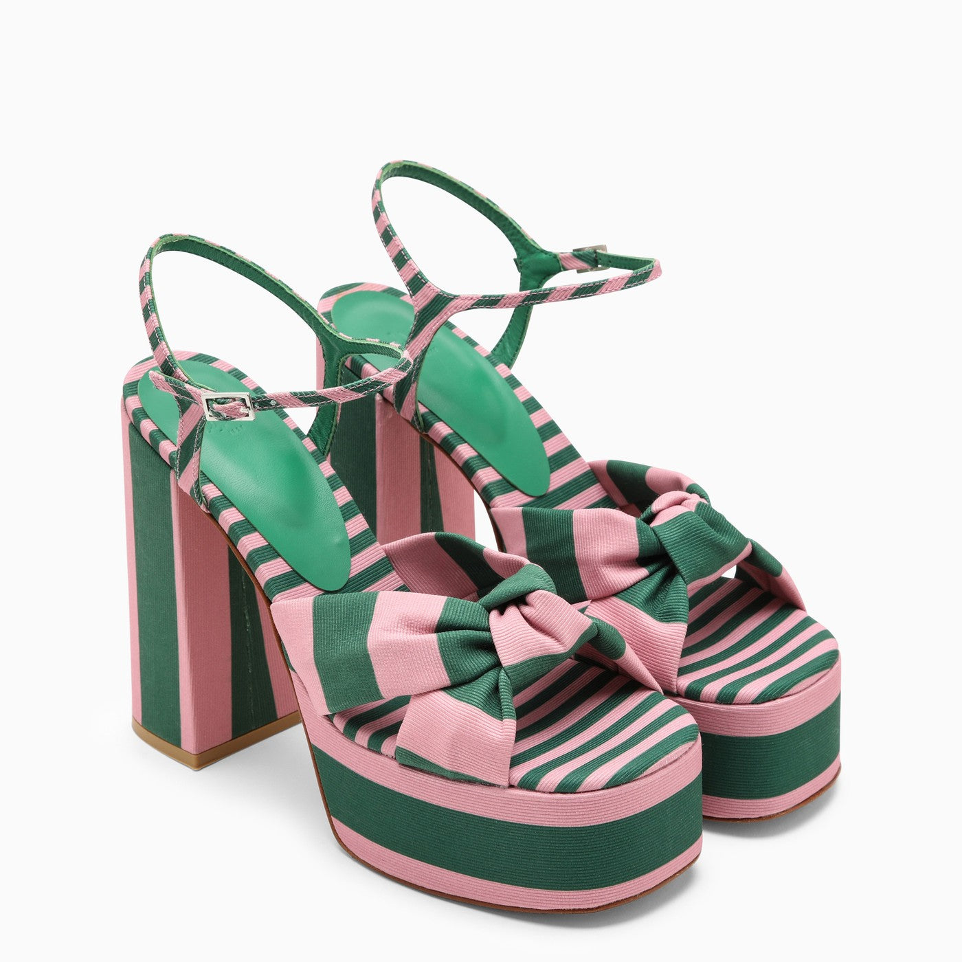 Shop Castaã±er Castañer Green/pink High Sandal With Platform