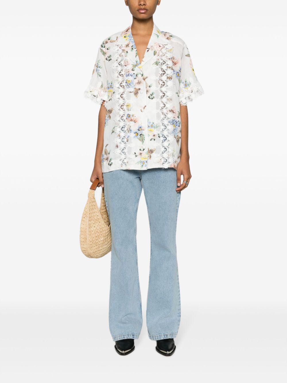 Shop Zimmermann Lace Trimmed Oversized Shirt