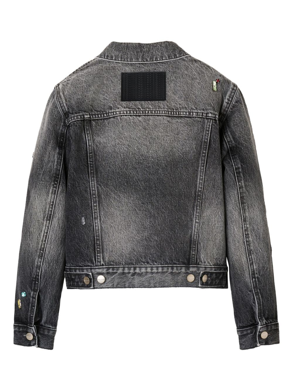 Marc Jacobs Fray Charm Shrunken Trucker Denim Jacket In Black