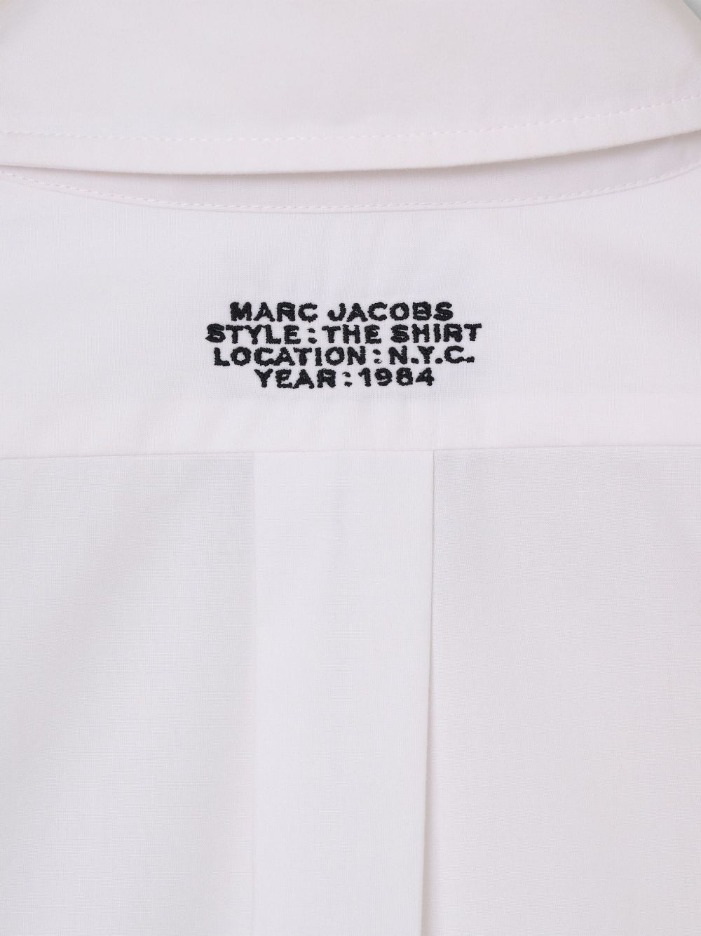 Marc Jacobs Womens The Cropped Text-embroidery Cotton Shirt White In White