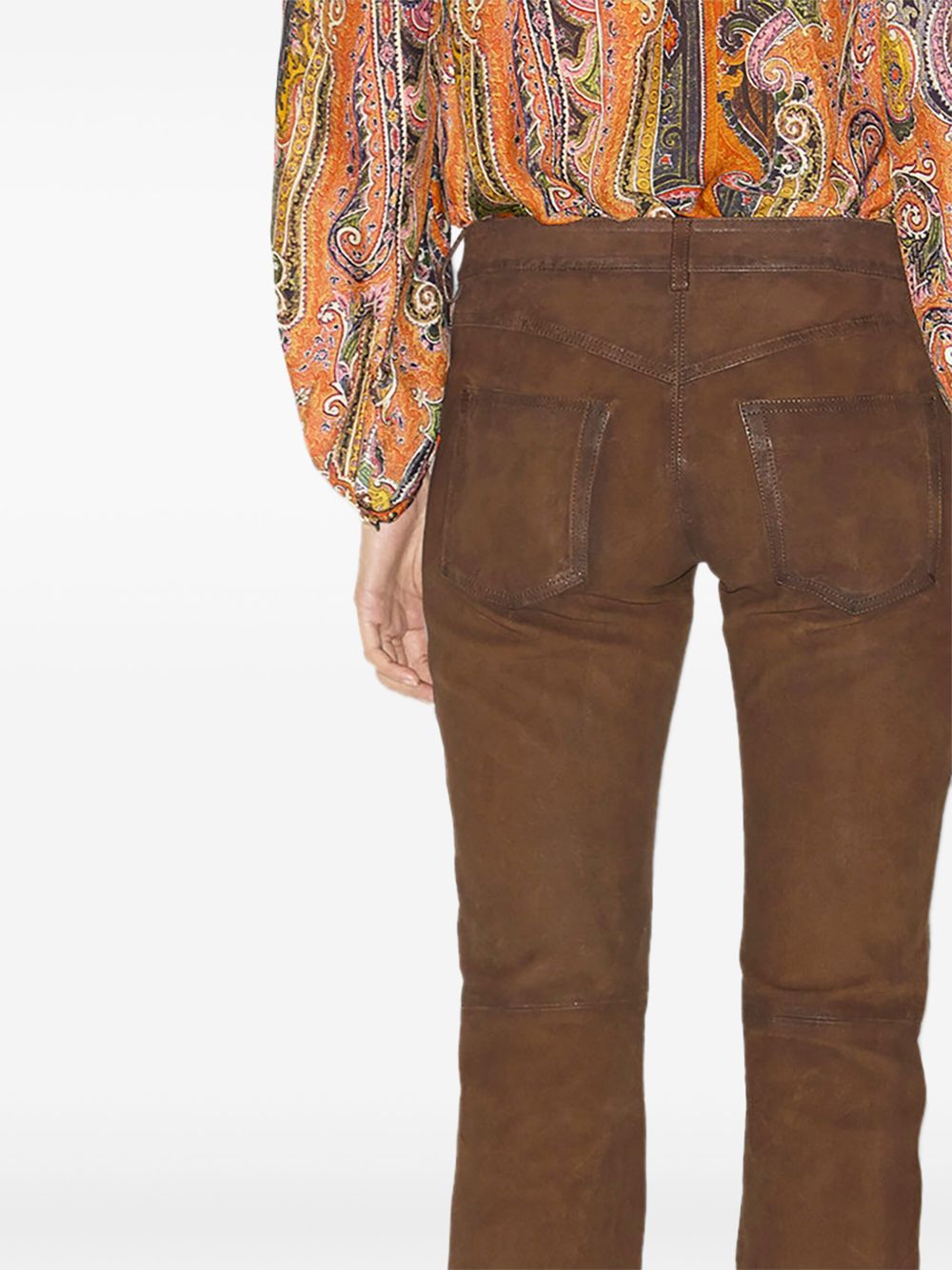Isabel Marant Vanel Lace-up Suede Straight-leg Pants In Brown