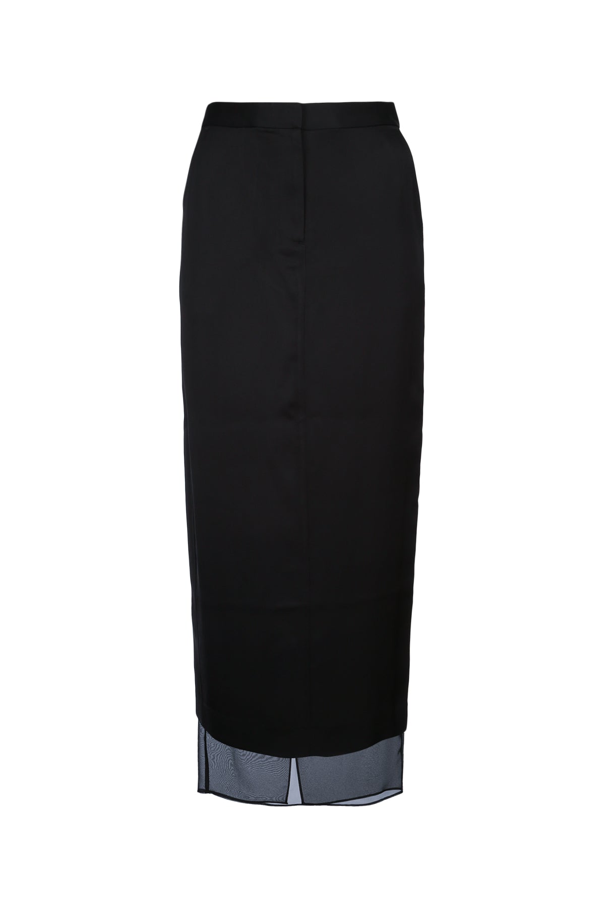 Calvin Klein Transparent Panel Layer Ankle Skirt In Black
