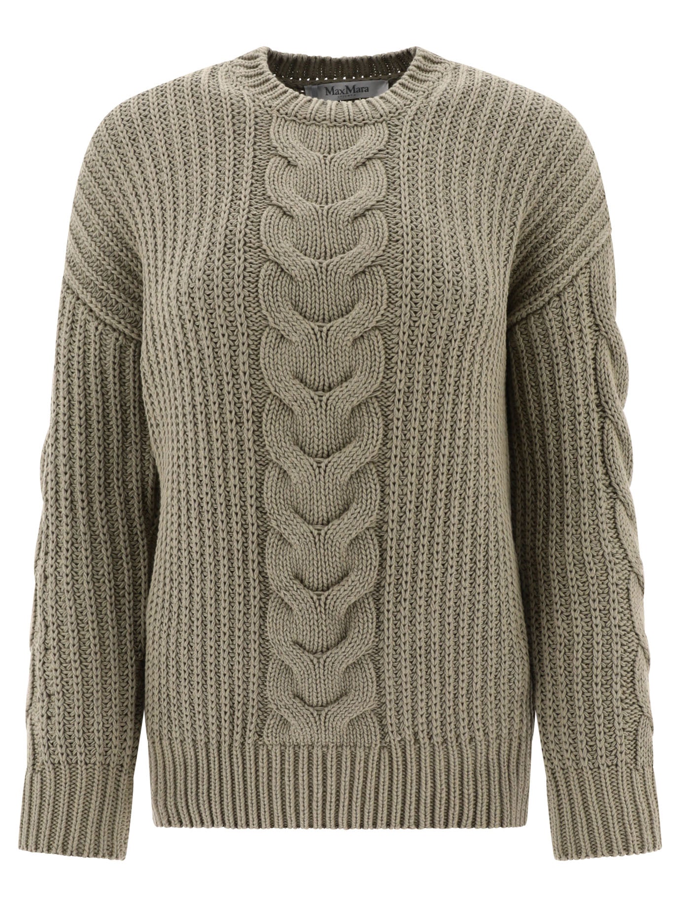 Max Mara "acciaio" Cable Knit Sweater In Green