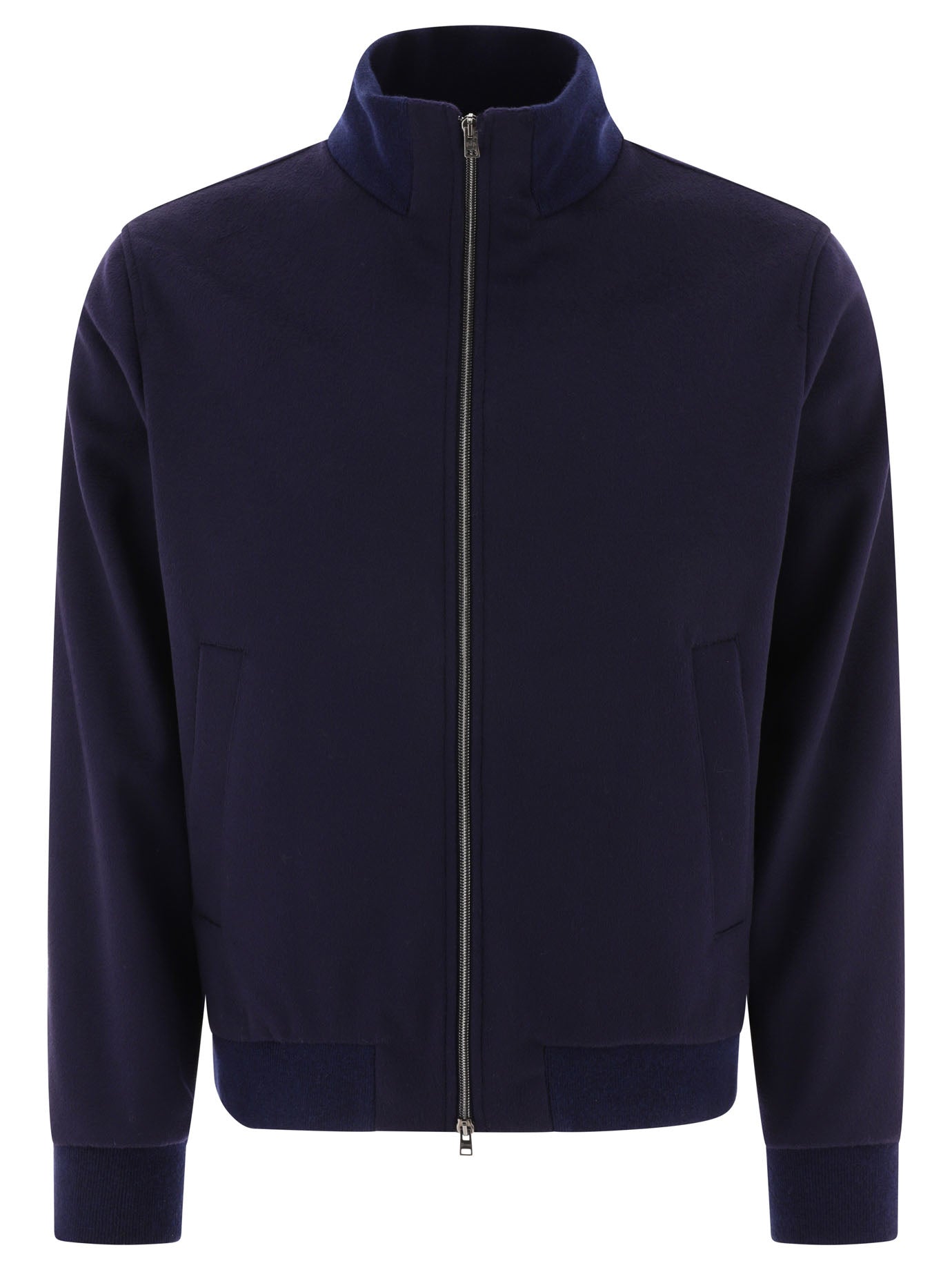 Herno Wool Bomber Jacket In Blue
