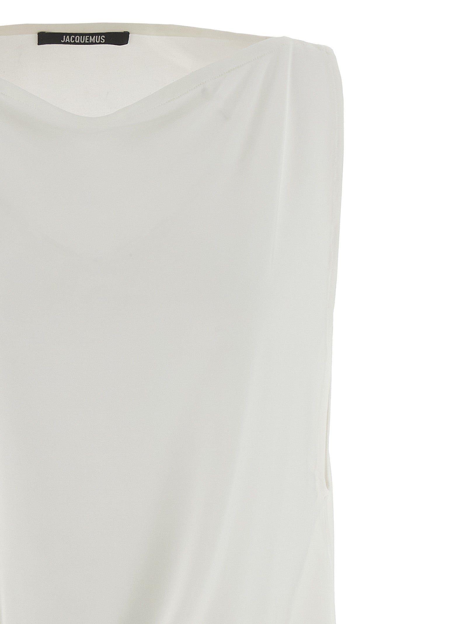 Jacquemus Le Haut Peplo White Top With Square Neck And Cut-out On The Side In Viscose Blend Woman