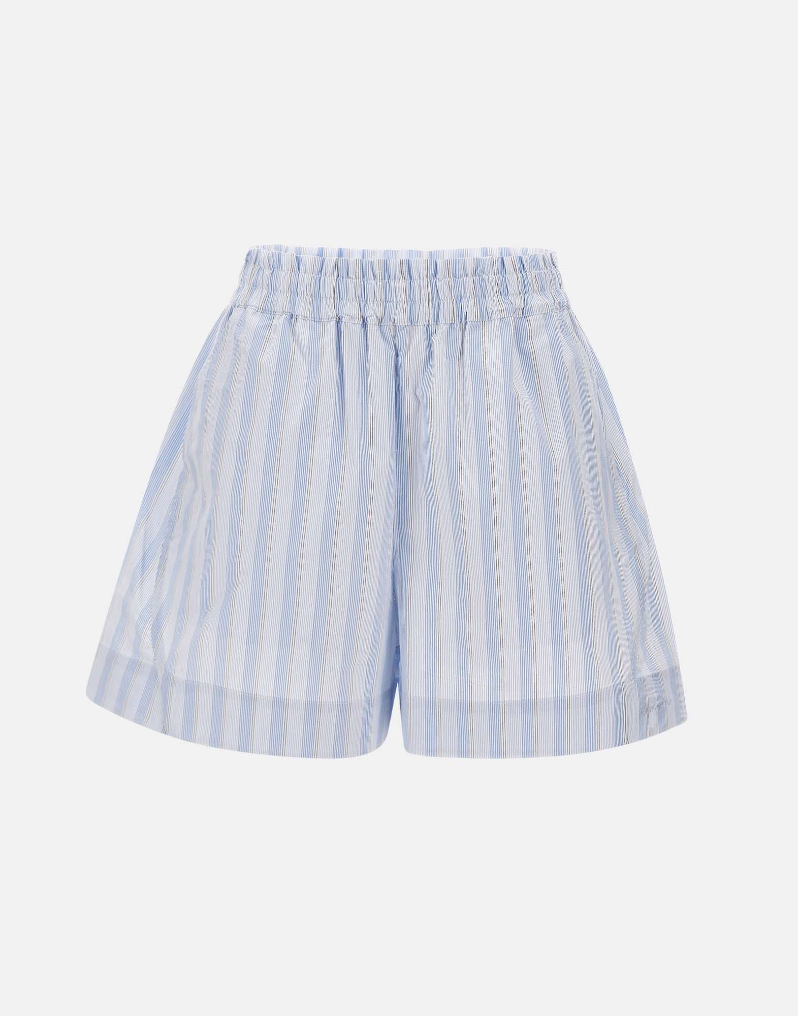 Remain Light Blue Striped Cotton Shorts