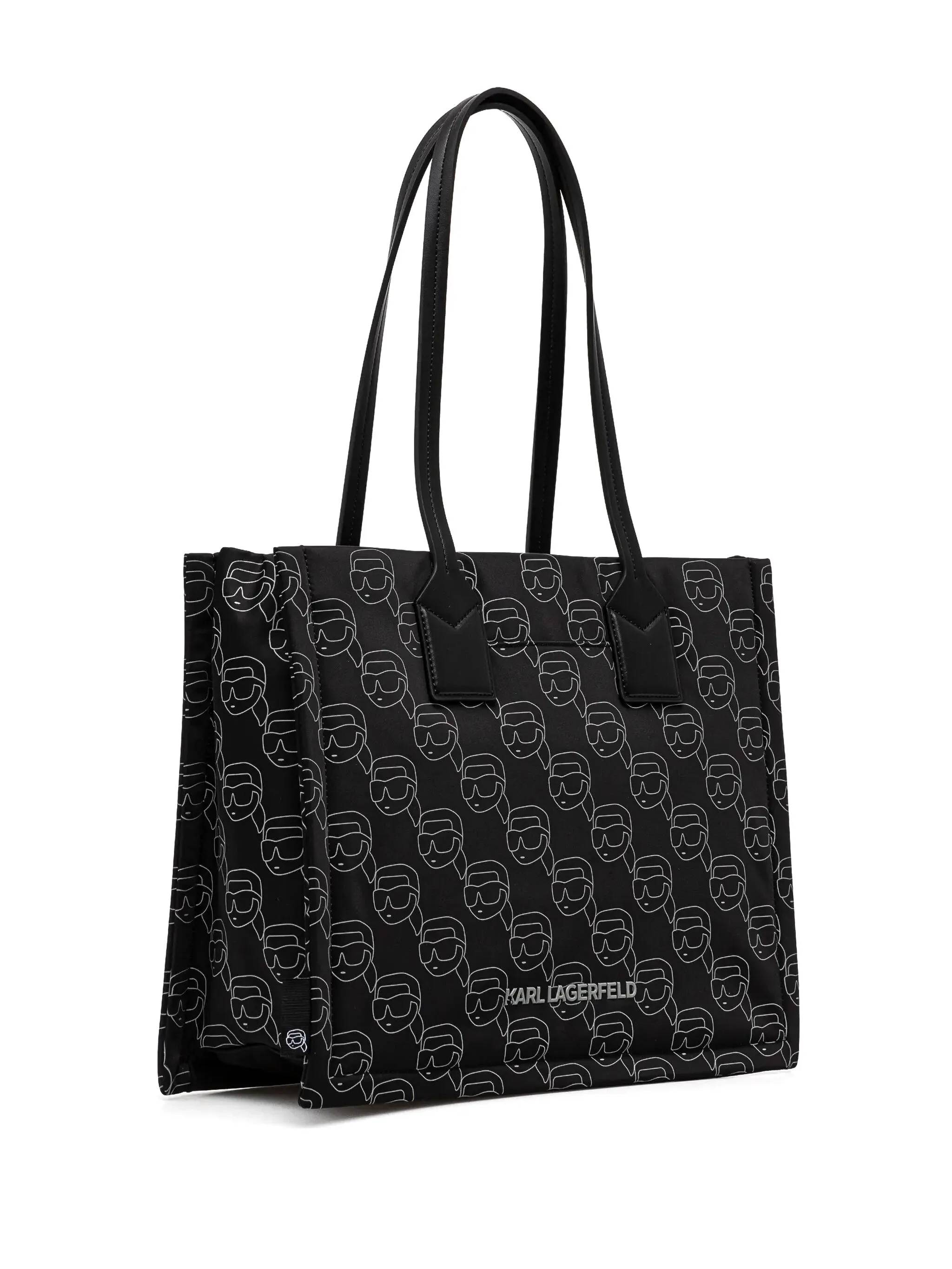 Karl Lagerfeld Black Top Zip Handbag With Dust Bag