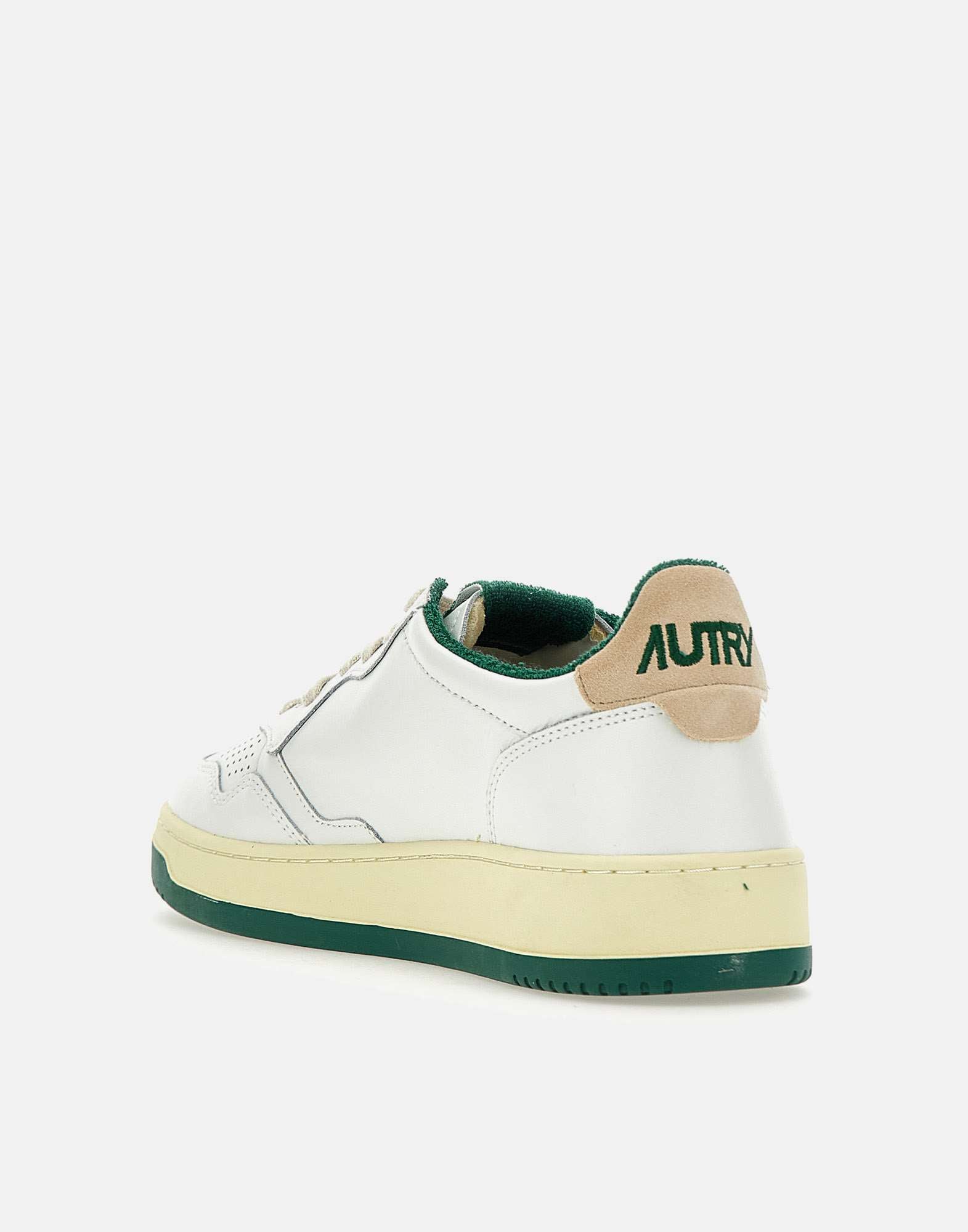 Autry Medalist Low Leather Sneakers In White Green