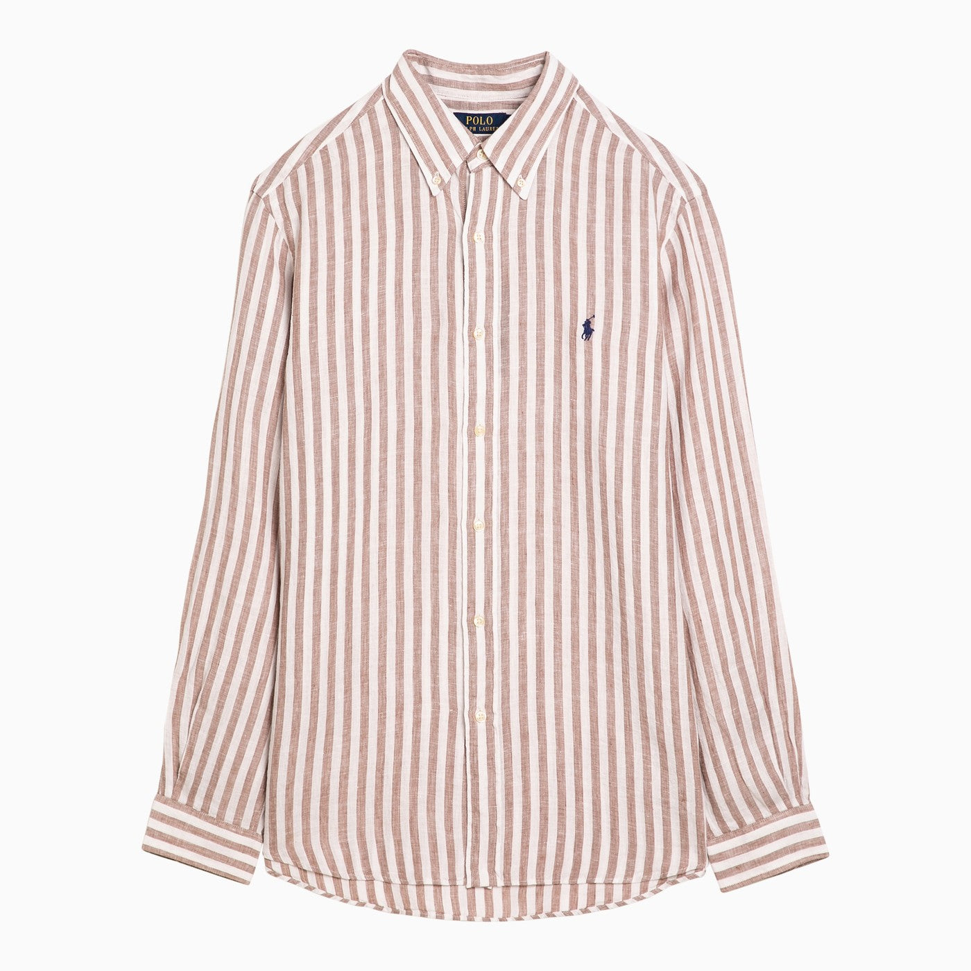Polo Ralph Lauren Custom Fit Khaki/white Linen Oxford Shirt