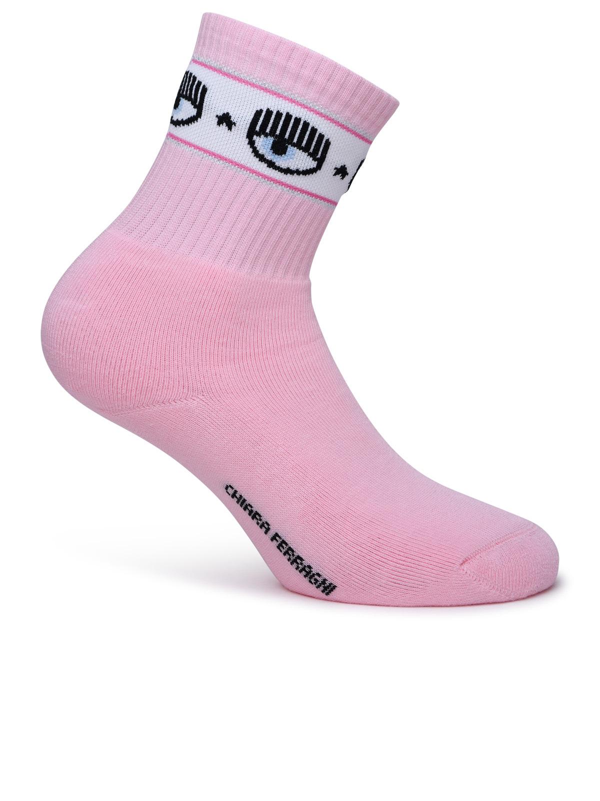 Chiara Ferragni Pink Cotton Blend Socks