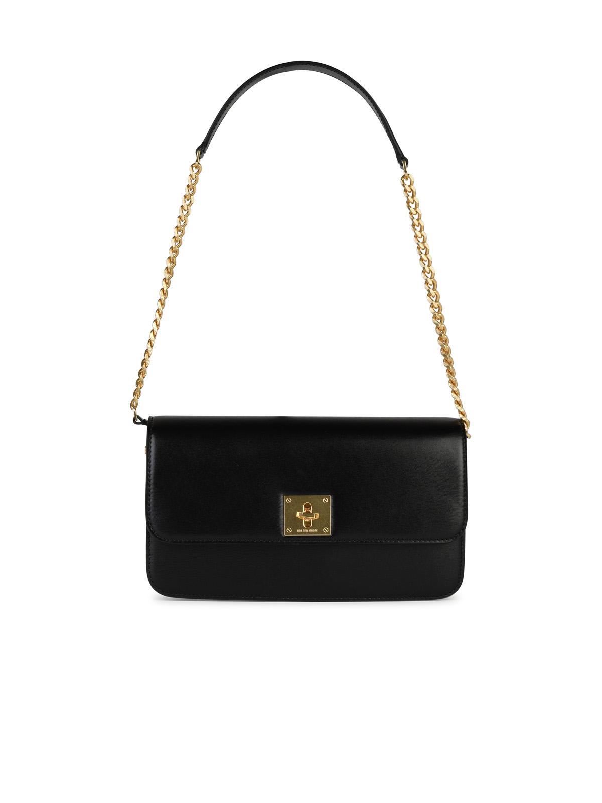 Golden Goose 'gioia' Black Lear Crossbody Bag