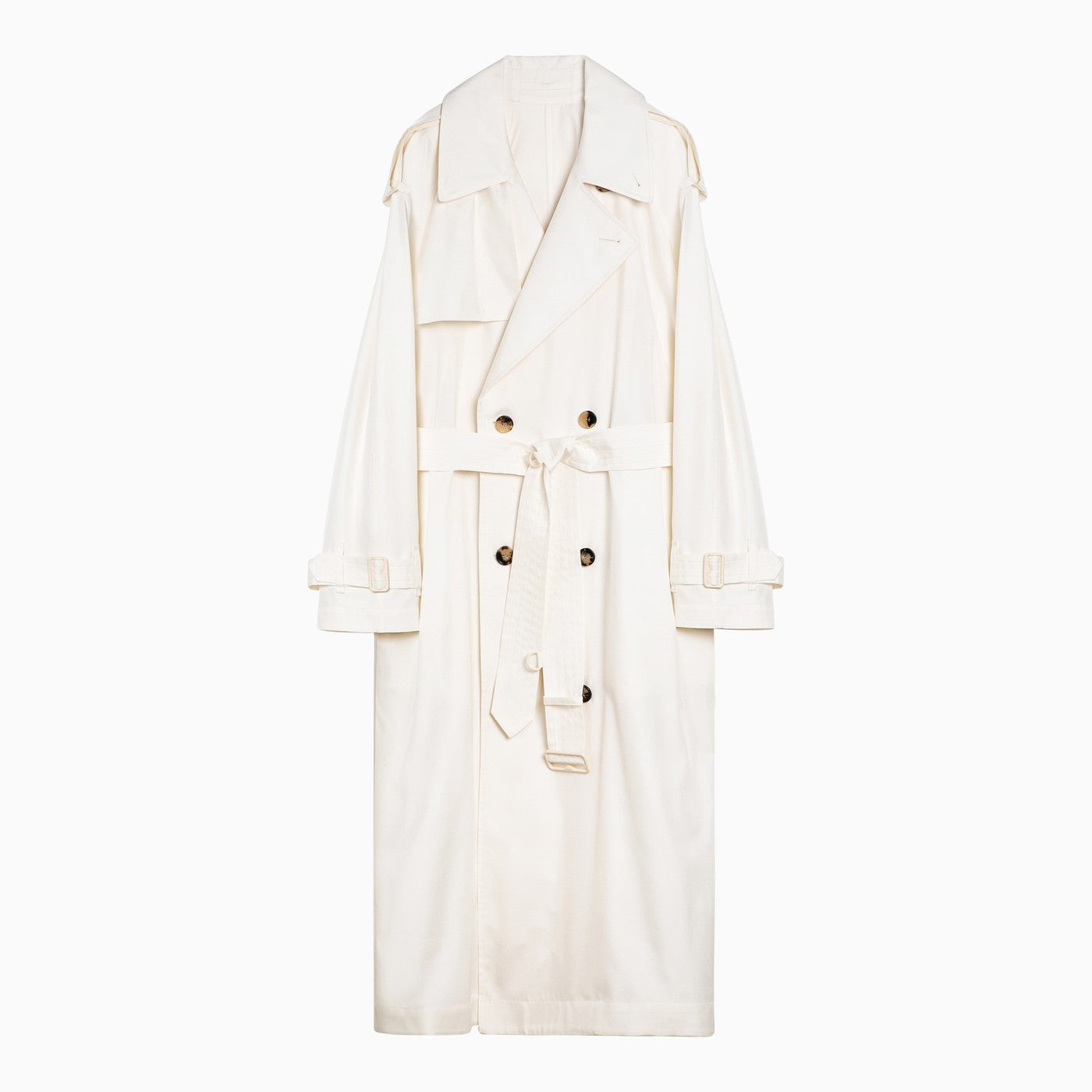 Burberry Beige Silk Double Breasted Trench Coat In Neutral
