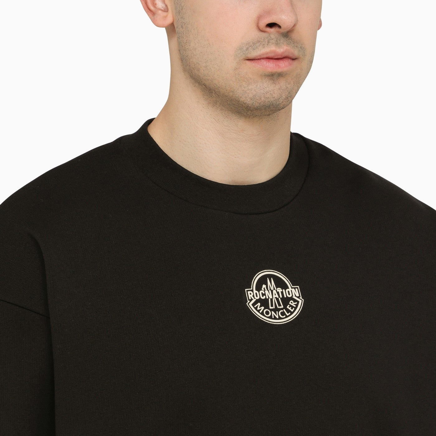 Shop Moncler X Roc Nation By Jay-z Moncler X Roc Nation By Jay Z Black Cotton Sweatshirt With Logo