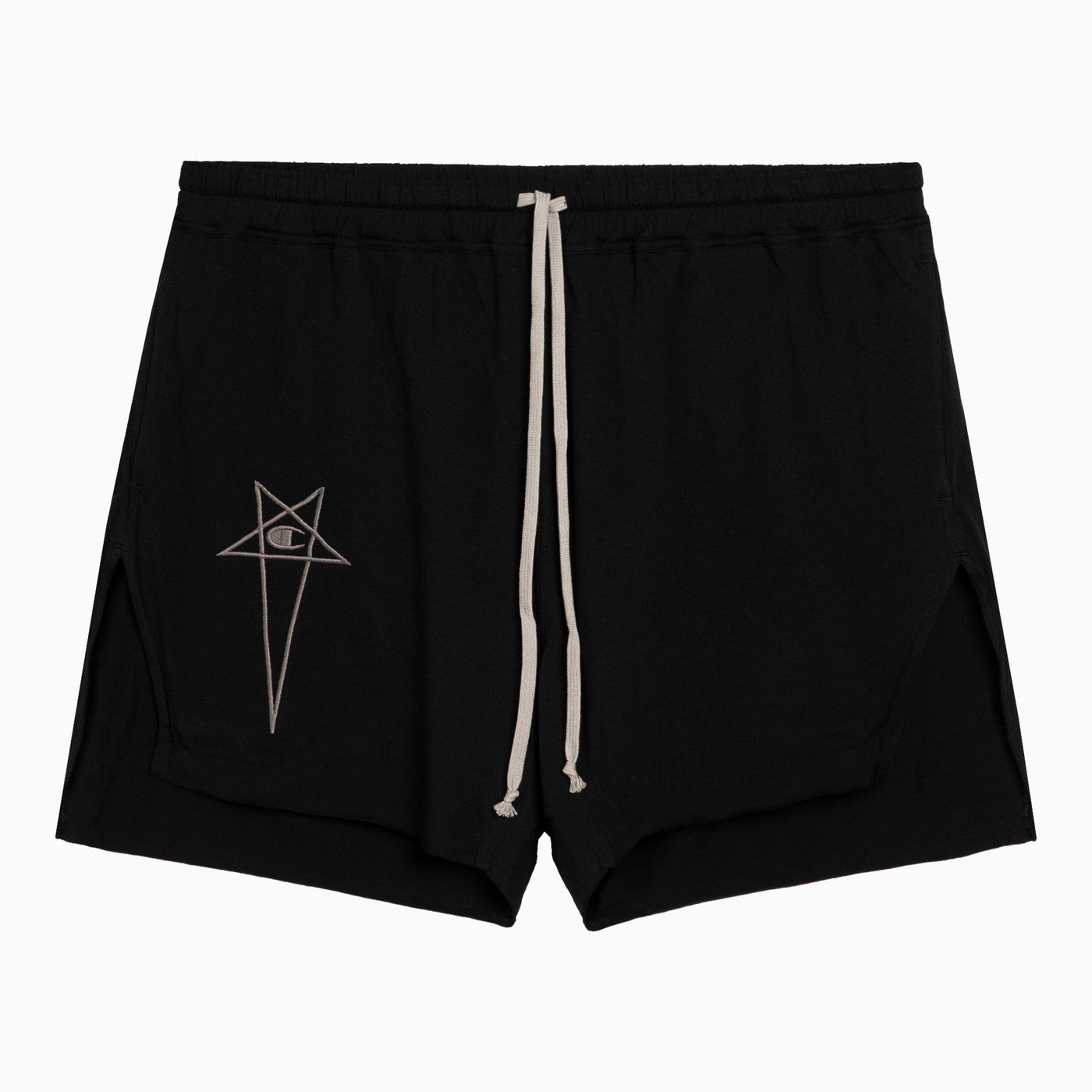 Rick Owens Black Cotton Dolphin Short With Logo