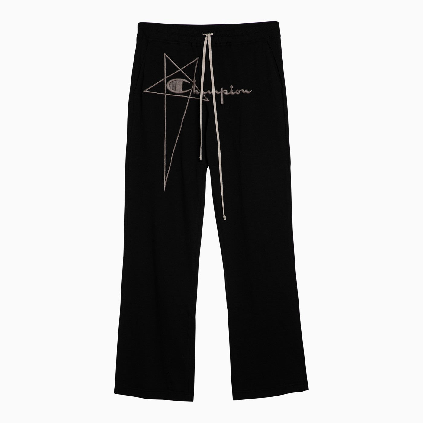 Rick Owens Black Cotton Dietrich Drawstring Jogging Trousers With Logo