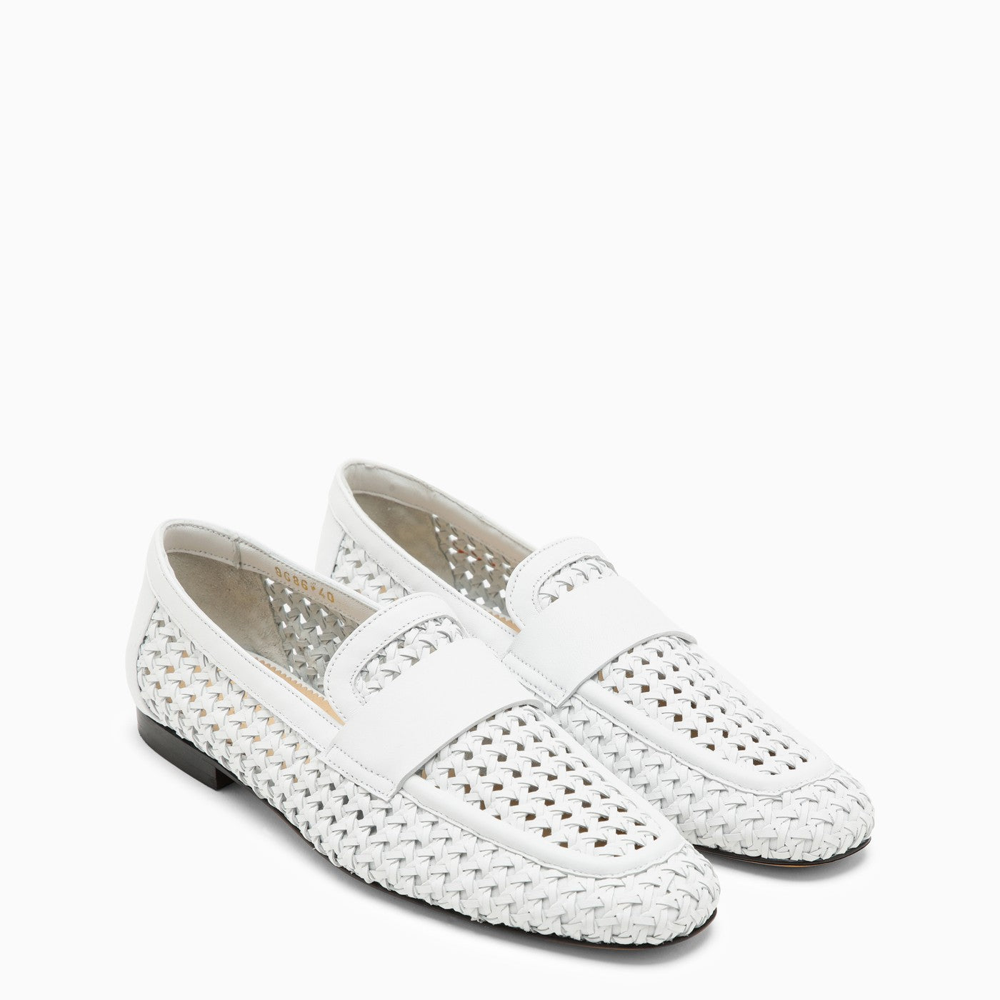 Shop Doucal's White Woven Leather Moccasin