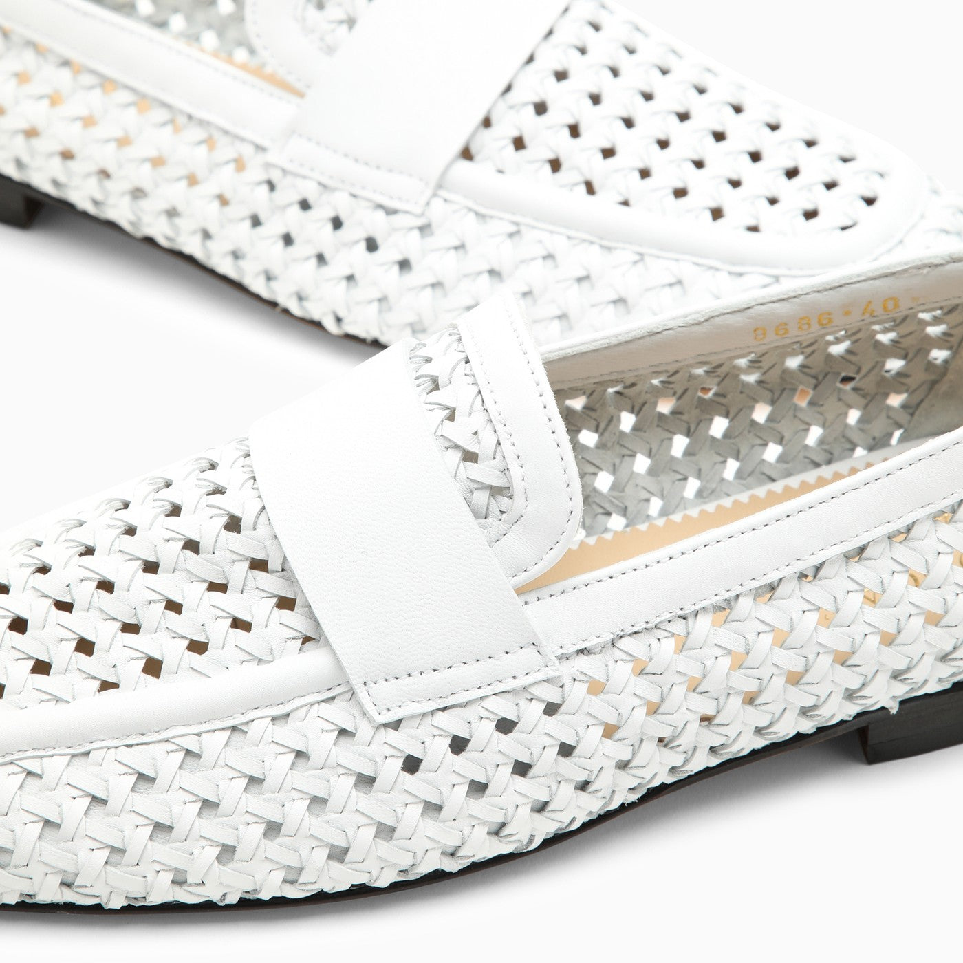 Shop Doucal's White Woven Leather Moccasin