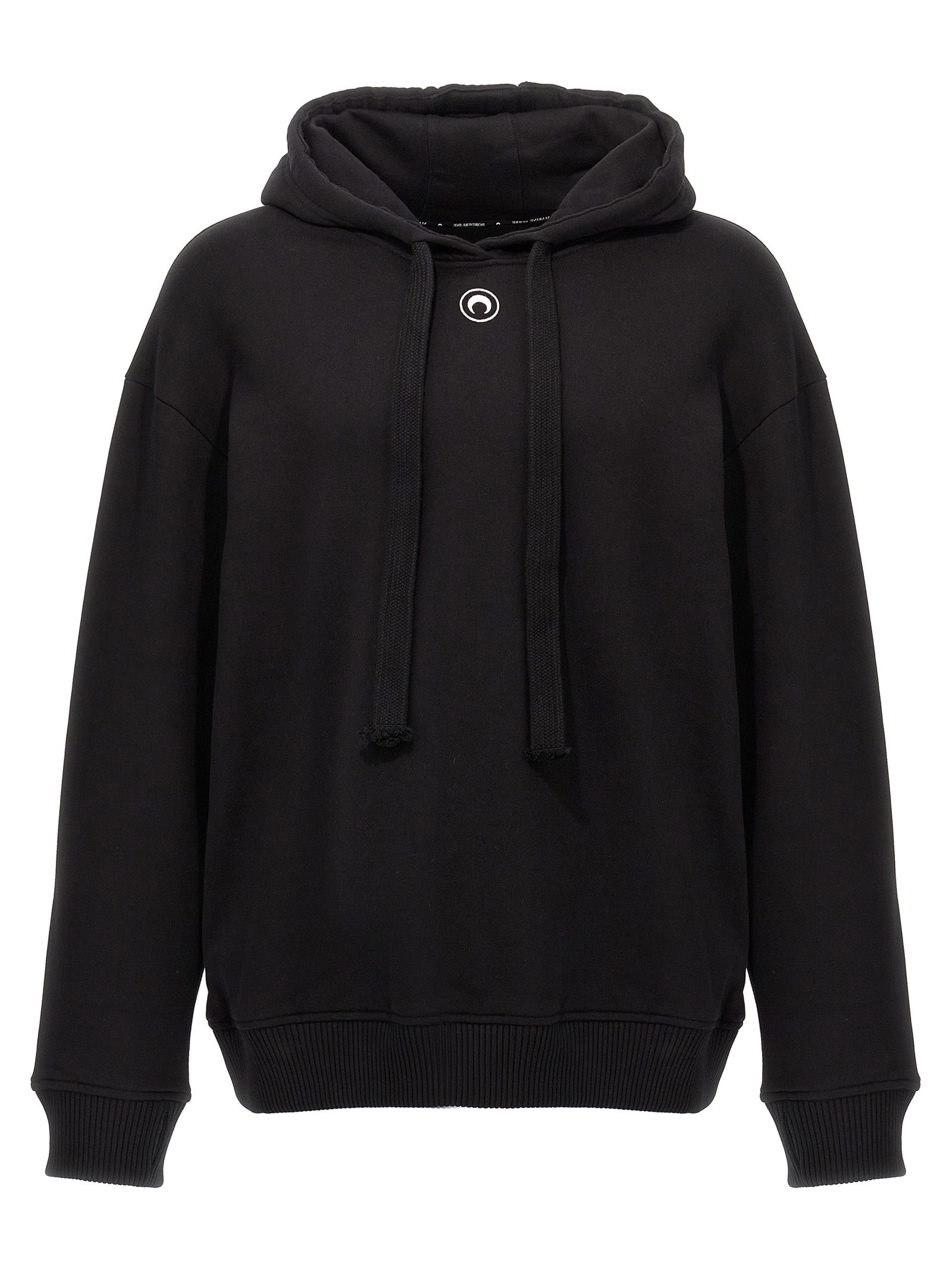 Marine Serre Logo Embroidery Hoodie In Black