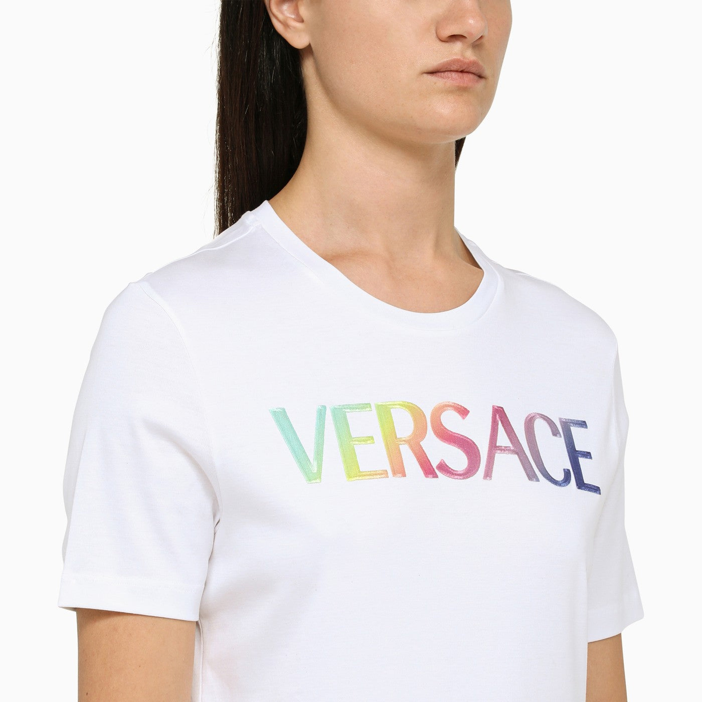 Dreigend werper houder Versace wit T-shirt met ronde hals en logo | Balardi